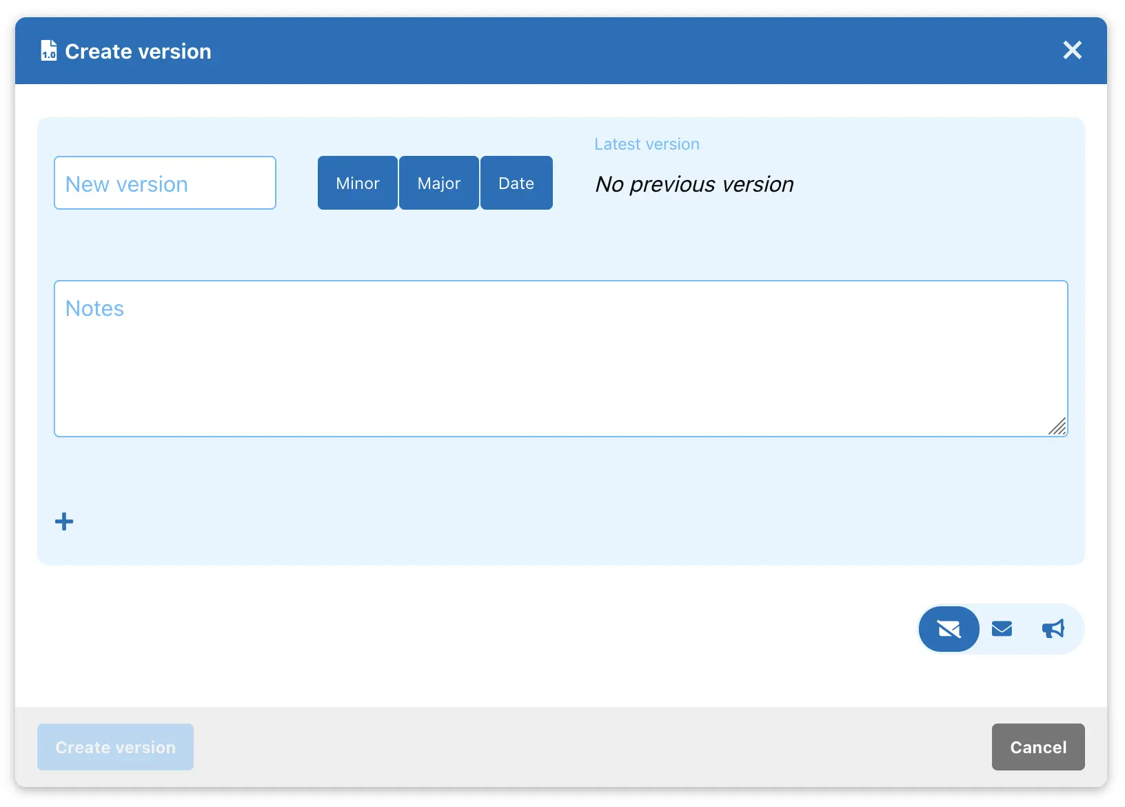 Version dialog