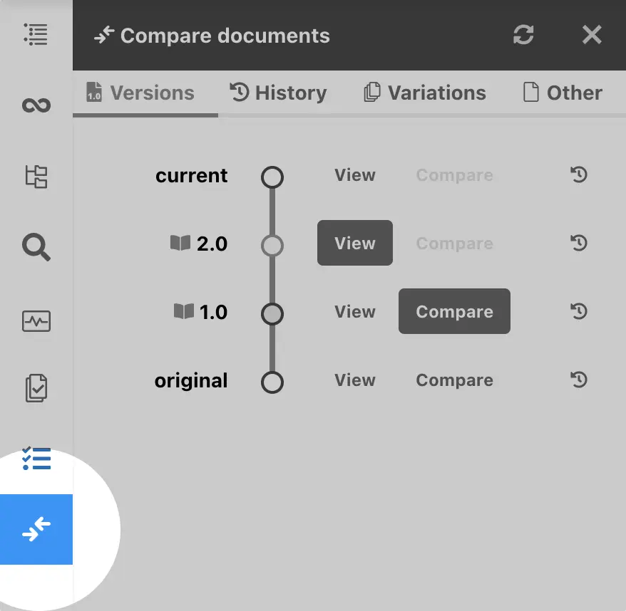 Compare panel (Select)