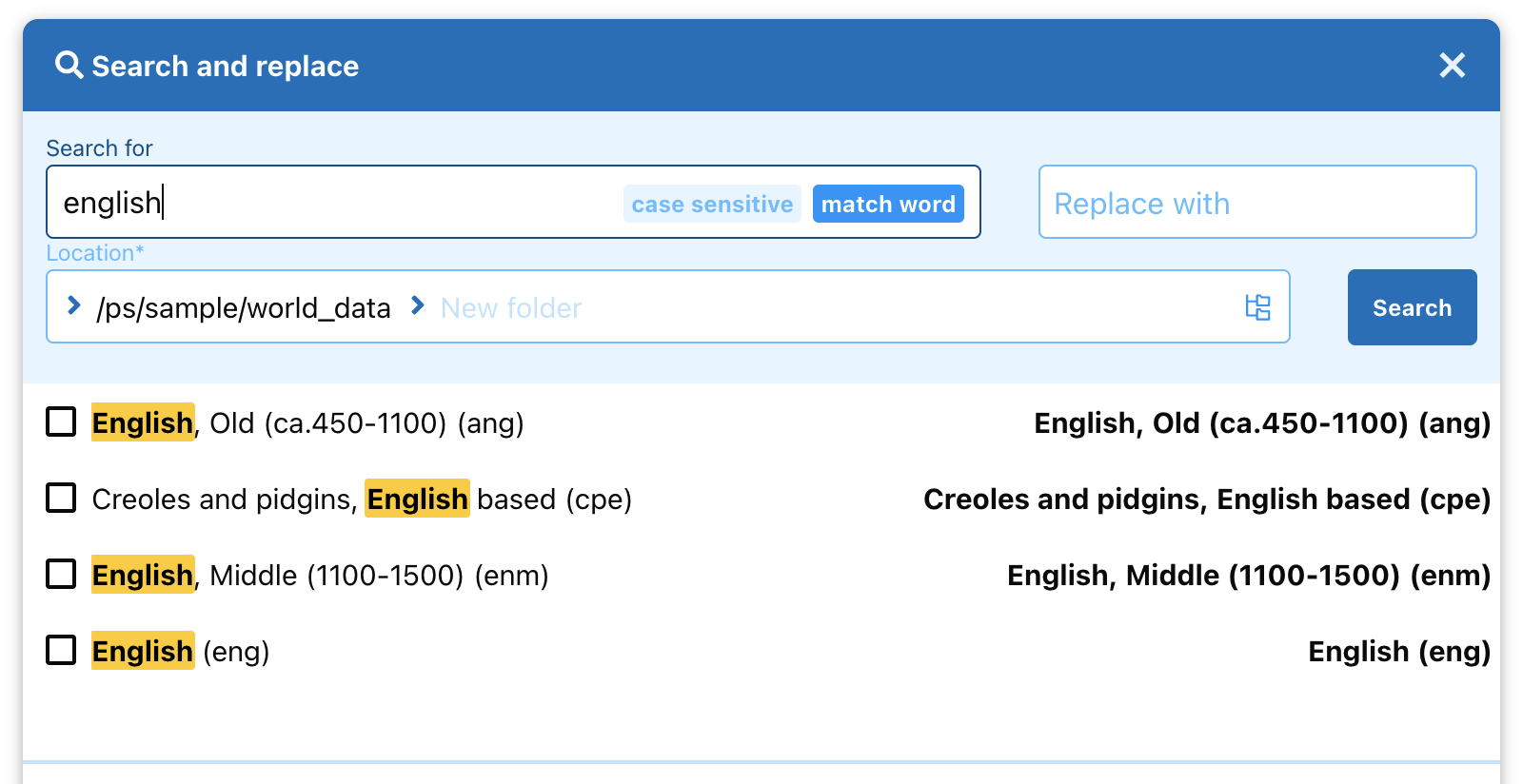 Feature – Search and replace – Options (v5.9904)