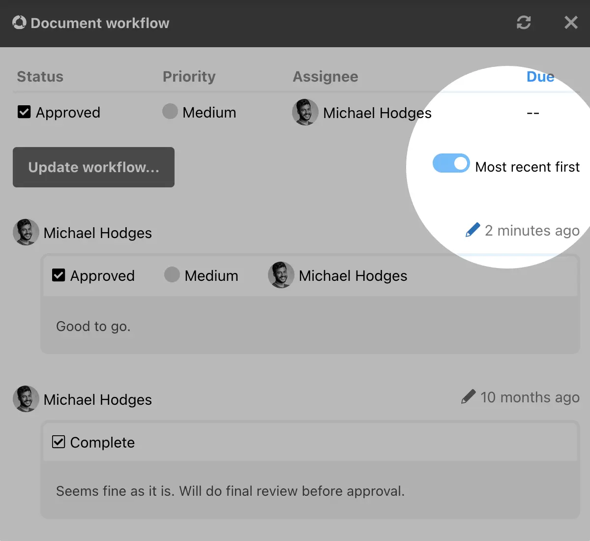 Feature – Recent comments first (v6.0008)